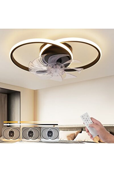 Generic Brand Ventilator tavan LED inel dublu 52W Black - viteze, reversibil
