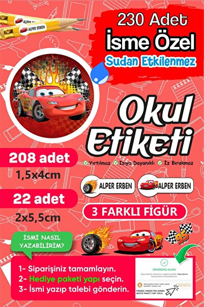 PANDA SOKAĞI Kişiye Özel Okul Etiketi Seti – 230 Adet Suya Dayanıklı İsim Eti...