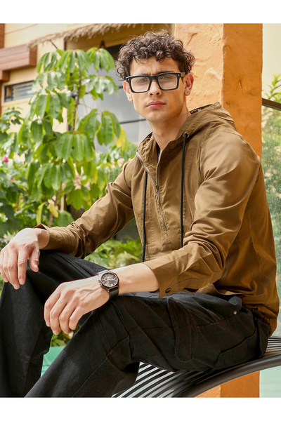 Campus Sutra By Styli Men Olive Brown Utility-Hike Jacket
