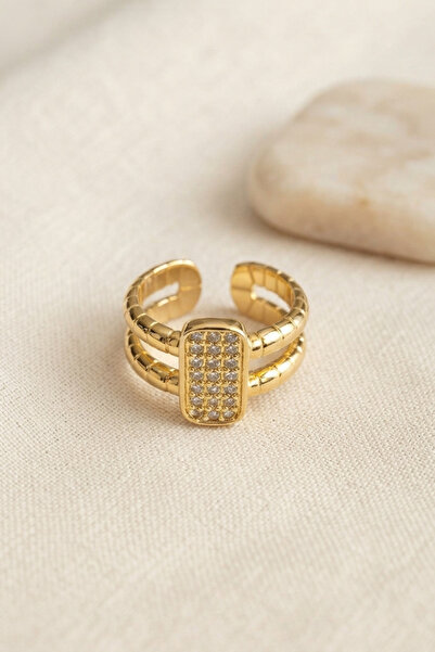 Generic Brand Clariss Parallel Luxury Zircon Stone Gold Color Ring