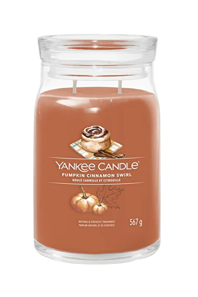 Yankee Candle Κερί Κολοκύθας και Κανέλας με Σπιράλ Σχέδιο, Μεγάλο, 567 γρ.