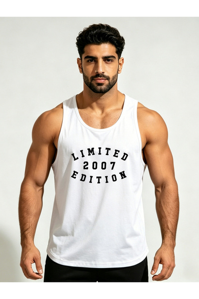 Take Two By Styli Men White Slogan Print Tank Top