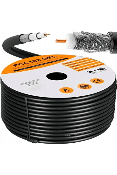 NO BRAND Cablu antenă coaxial negru, tip gel, cu izolație din bumbac, 4K, 100...