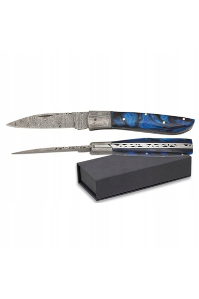 NO BRAND Briceag DAMASC albastru Albainox 25067 vânătoare EDC