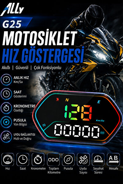 Ally HUD G25 OBD2 + GPS Head Up Display HUD, Dijital Hız Göstergesi - Motosik...