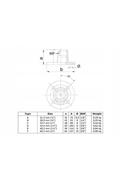 NO BRAND Racord de perete 6/4 " pentru țevi de 48,3 mm
