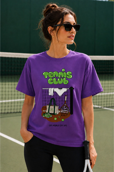 VODEXA Tricou unisex supradimensionat cu imprimeu tenis, 100% bumbac, cu tema...
