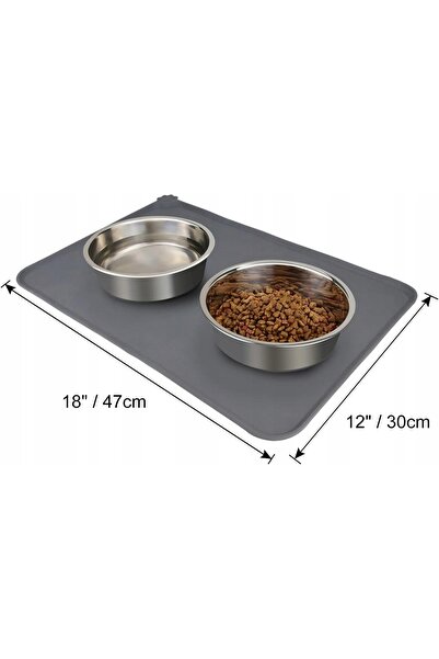 NO BRAND Covoraș de silicon pentru hrănirea animalelor 47 x 30 cm gri imperme...