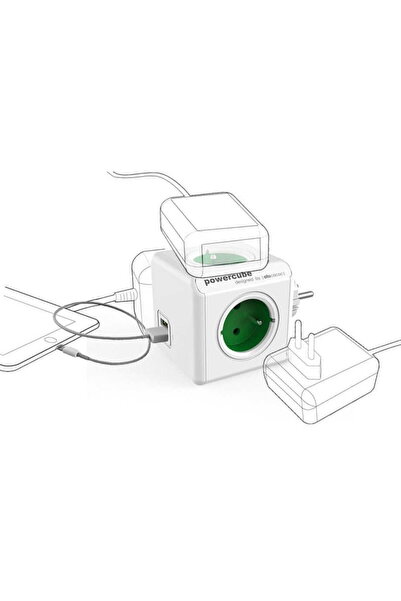 Allocacoc PowerCube Original 4 prize 2x USB verde