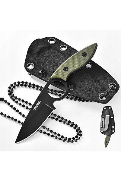 NO BRAND CUȚIT PENTRU GÂT LAMĂ DE 6CM TIP DROP POINT G10 CAMPING SUPRAVEGHERE...