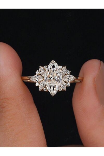 Choice 6 Marquise Snowflake 925 Sterling Silver Fashion Golden Marquise Serie...