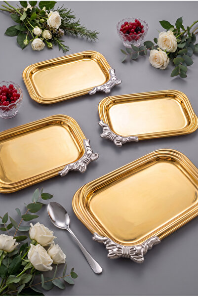 AKSESUAR EVRENİ Sulden Coffee Presentation Tray Stainless Steel Decorative Pr...