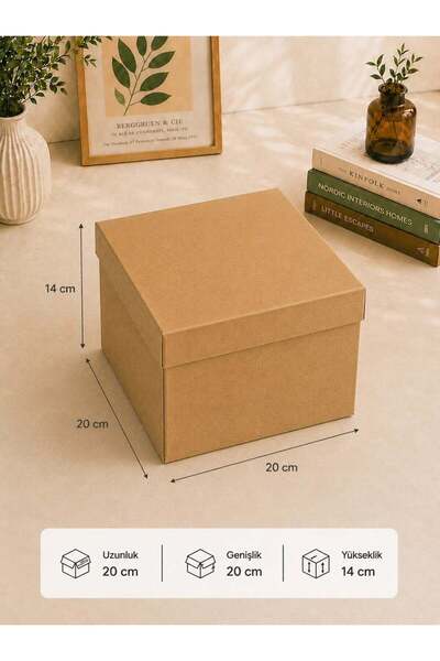 Parti Adresi Kraft Kutu Karton Hediye Kutusu 20X20X14 Cm