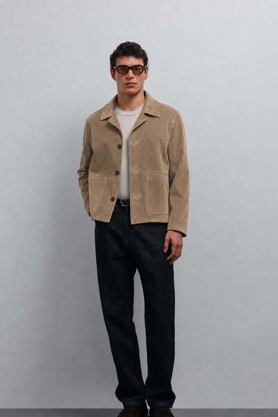Antioch Light Beige Suede Men's Classic Jacket