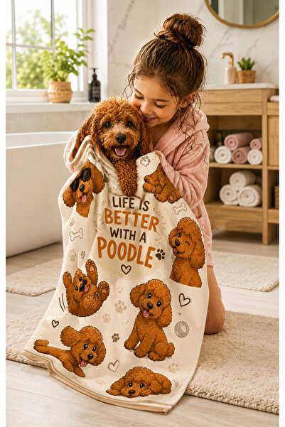 GÖKOVA HOME Kedi & Köpek Kurulama Havluları | Poodle Joy | Hızlı Kuruyan