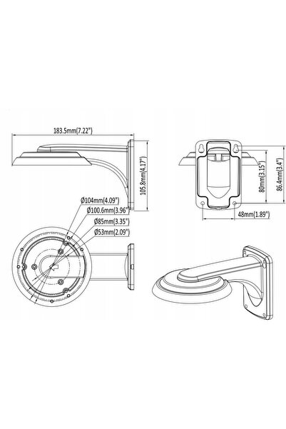 NO BRAND Kenik KG-103B-G Adaptor de montare pe perete gri aluminiu pentru cam...