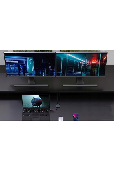 NO BRAND ADAPTOR HUB USB C HDMI USB PD CONVERTOR SPLITTER 1 PORT LA 2 MONITOARE