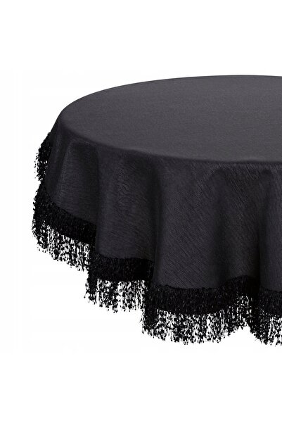 Eurofirany Față de masă elegantă pentru masă rotundă JASPER 120, neagră, cu f...