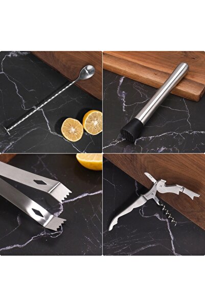 Gockowiak SET PROFESIONAL DE USTENILE DE BARMAN, SHAKER, MIXER DE BAR, SUPORT...