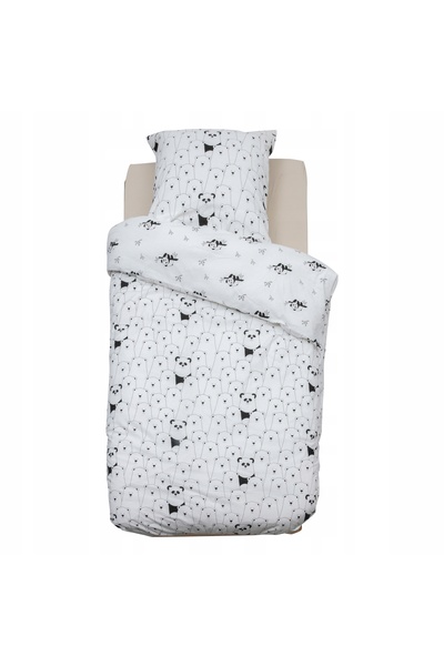 Atmosphera Lenjerie de pat pentru copii, din bumbac, cu design panda alb, 140...