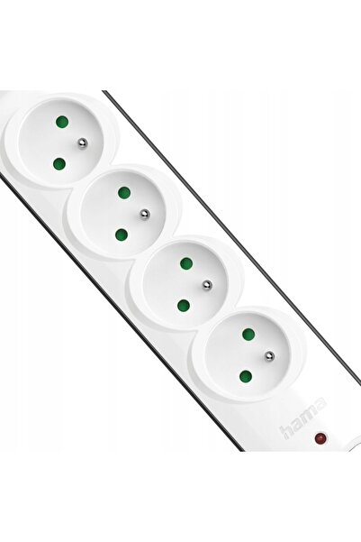 Hama Prelungitor Premium cu 4 Prize, Protecție la Supratensiune, 3680W, 3m, Alb