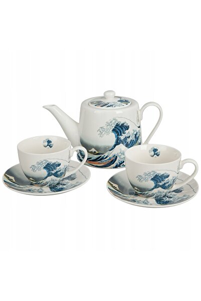 Duo SET DE CEAINICURI CU INFUSER, 2 CEAȘȚI CU FARFURII, THE GREAT WAVE Hokusai