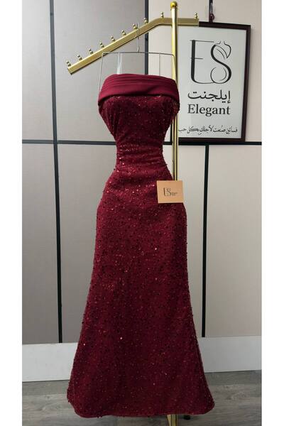 ELEGANTKSA فستان طويل بقصة مستقيمة تنسدل بانسيابية حتى أسفل القدم