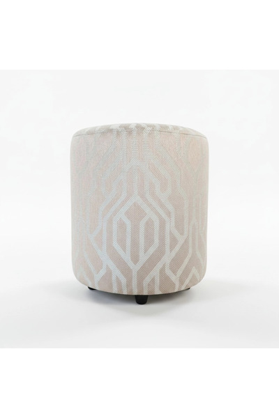 Elanora Home Premium Keten Dokulu Tasarım Puf | Modern Geometrik Desenli
