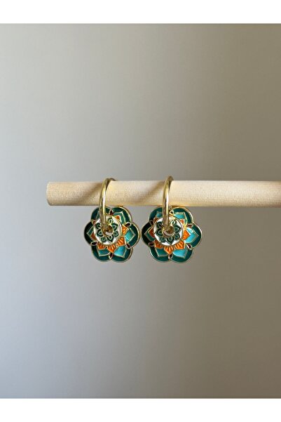 kems jewels Renkli Etnik Desenli Vintage Çelik Küpe
