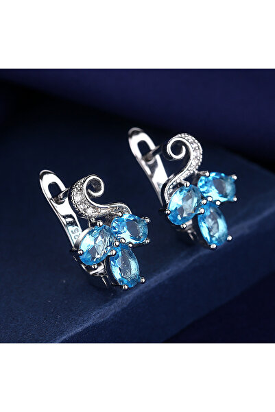 Choice silver color 925 Sterling Silver Earrings For Women Round Zircon Earri...