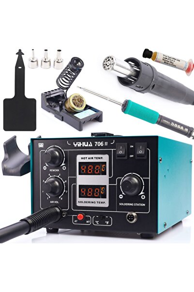 TECHREBAL Stație de lipit profesională 2-în-1 cu aer cald + sistem T12, set Y...