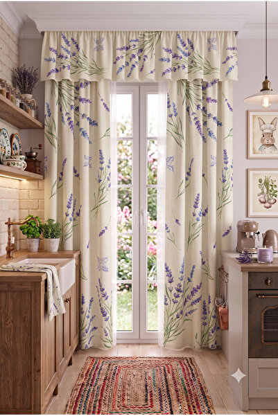 TOLLY PAW Kitchen & Balcony Curtain Colored 2-Wing Cornice Short Background C...