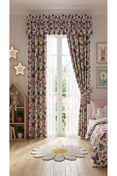 TOLLY PAW Baby & Kids Curtain Colored 2-Wing Cornice Short Background Curtain...