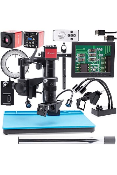 TECHREBAL Microscop digital 10A + covoraș + modul 3D + braț + ecran de 8 " + ...