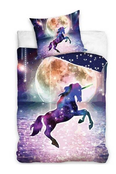 CARBOTEX Lenjerie de pat din bumbac 140X200 Unicorn Lună Stele