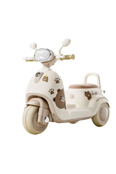 OEM Scuter electric pentru copii cu 3 roți - Model retro crem, 6V