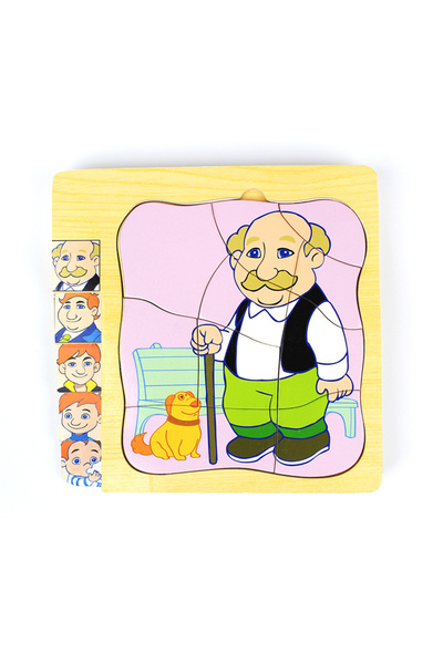 OEM Puzzle in 5 straturi din lemn - Etapele vietii de la bebe la bunic