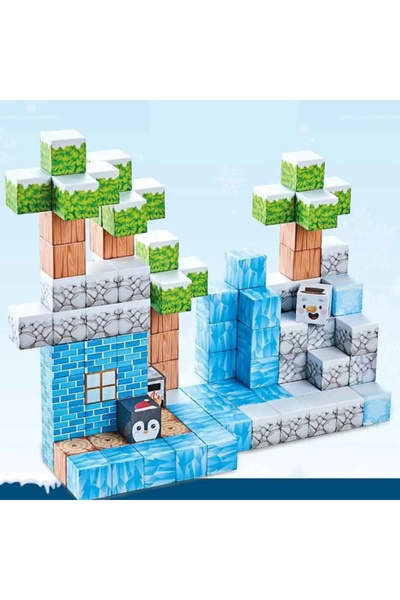 OEM Set Blocuri Magnetice Minecraft „Tema Iarna” – 66 / 93 / 113 piese (Joc S...