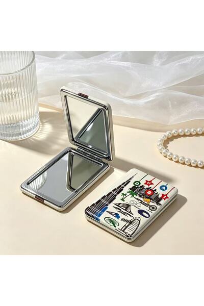 ARIANA Portable Folding Makeup Mirror with Dubai Style Patterns, Double-Sided...