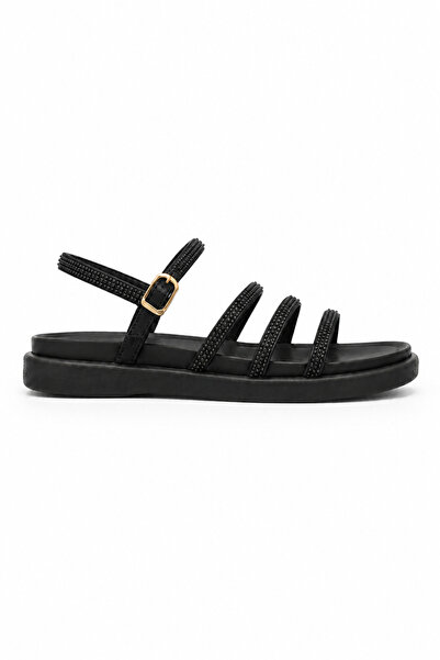 KOTAN Black Black Stone Multi-Strap Comfortable Sole Daily Sandals