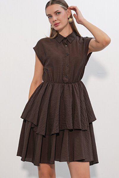 Bigdart Women's Zero Sleeve Fold Dress 2622 - Brown
