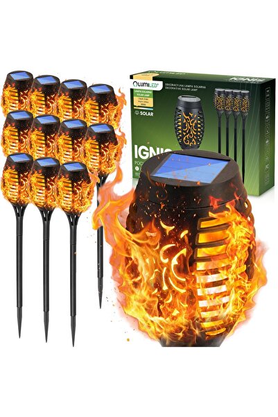 Lumiled 12x Lampă solară de grădină LED IGNIS, tip torță cu efect de flacără