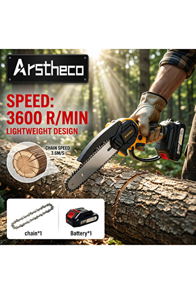 Generic Brand 21V Cordless Mini Electric Chainsaw With 2 Batteries, Charger, ...