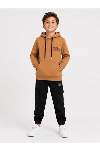 H&C COOLBOY H&C Boys' 2 Thread Hooded Printed Tracksuit Set 2-Piece Seasonal ...