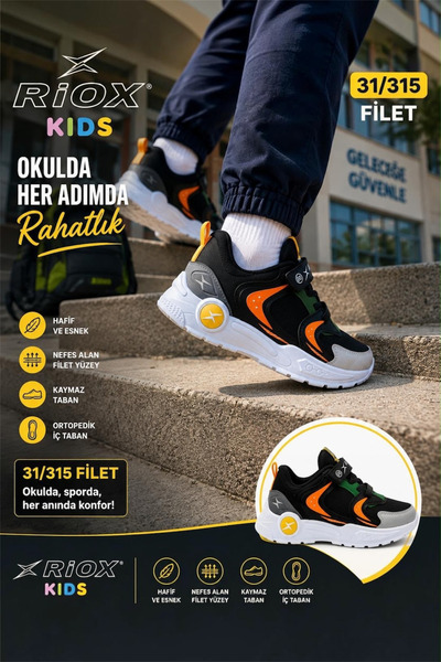 ALTUNTAŞ Boys' Velcro Non-Slip Sole Casual Sports Shoes Sneaker School Shoes