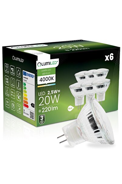 Lumiled 6x Bec LED GU4 Spot MR11 2.5W = 20W 220lm 4000K Neutră 120 °   12V