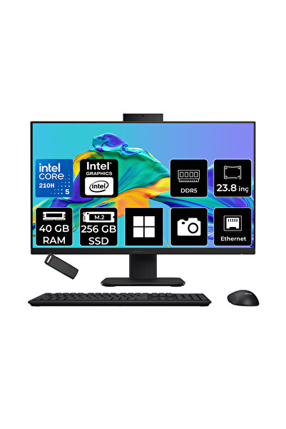 ASUS ExpertCenter P400 Aio (P440VAK) Intel Core 5 210H 40GB RAM 256GB SSD Intel Graphics 23.8" Full HD (1920x1080) Win11 Home P440VAK-INBPCA040P425 Siyah All In One Bilgisayar + Per4 USB Bellek