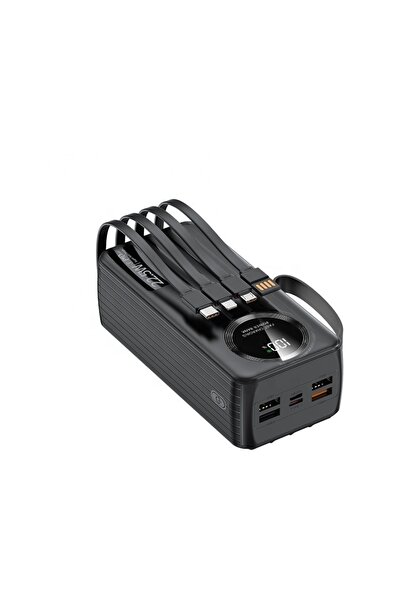 TEKNOTİMER 30.000 mAh 22.5W Hızlı Şarj Powerbank Taşınabilir Şarj Cihazı Dijital Göstergeli Dahili Çoklu Kablolu Powerbank Siyah