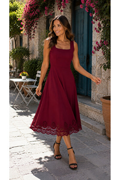 Kokosh moda Bezvremenska elegancija - Ženska midi haljina sa četvrtastim izre...