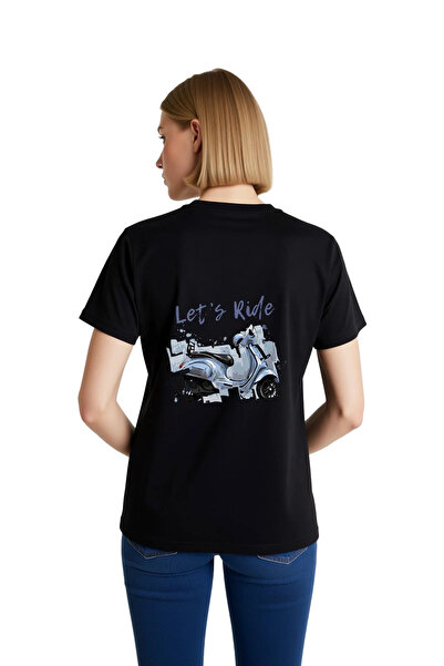 PayBuy Women's Scooter Printed Short Sleeve T-Shirt Let's Ride Retro Nostalgi...
